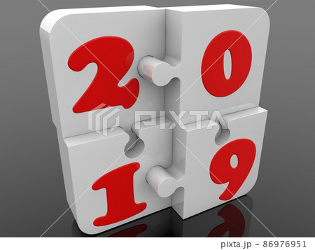 2019 on white puzzle pieces on black background 2019 on white puzzle pieces on black background 86976951