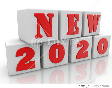 White toy blocks with new 2020 inscription 86977000