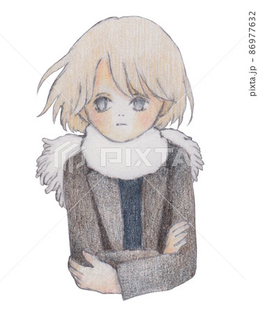 手描きイラスト マフラーをした人のイラスト素材