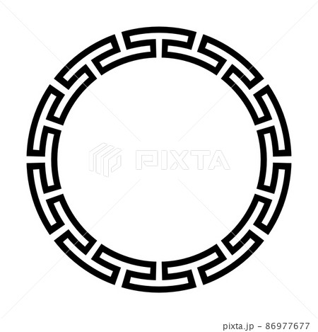 Circle frame of simple greek pattern 86977677