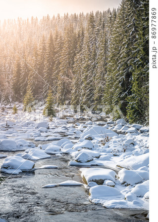 Jizera river in winter time 86977869