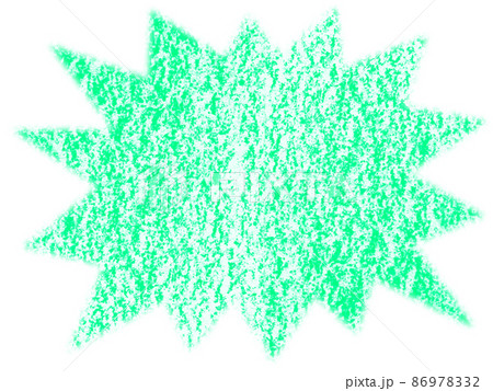 クレヨンで描かれた驚き吹き出し塗りイラスト 青緑色 他色有り 86978332