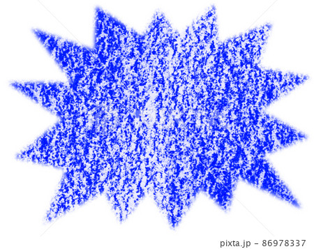 クレヨンで描かれた驚き吹き出し塗りイラスト 青色 他色有り 86978337