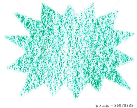 クレヨンで描かれた驚き吹き出し塗りイラスト 青緑色 他色有り 86978338