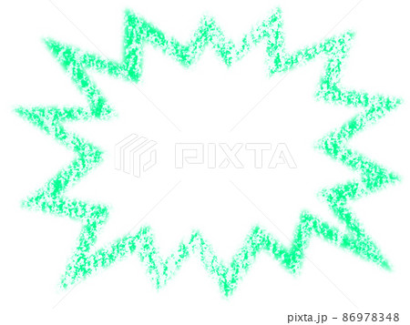 クレヨンで描かれた驚き吹き出しイラスト 青緑色 他色有り 86978348