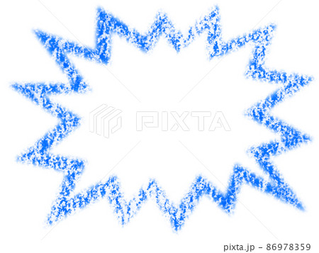 クレヨンで描かれた驚き吹き出しイラスト 青色 他色有り 86978359