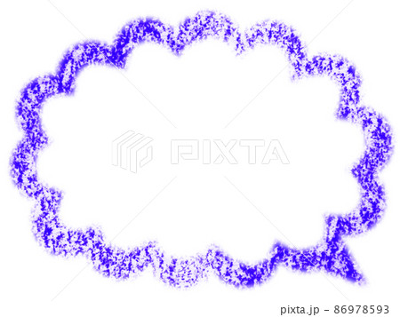 クレヨンで描かれたモコモコ吹き出しイラスト 青紫色 他色有り 86978593