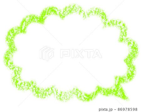 クレヨンで描かれたモコモコ吹き出しイラスト 黄緑色 他色有り 86978598