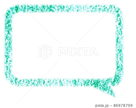 クレヨンで描かれた四角の吹き出しイラスト 青緑色 他色有りのイラスト素材