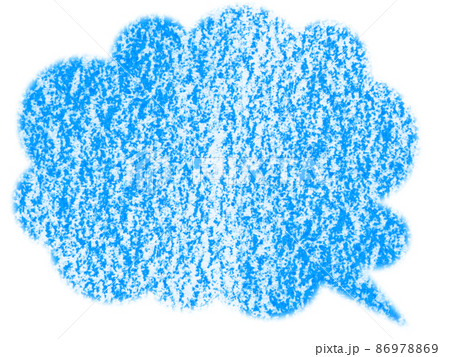 クレヨンで描かれた雲みたいな吹き出し塗りイラスト 青色 他色有り 86978869