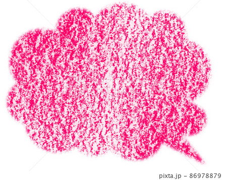 クレヨンで描かれた雲みたいな吹き出し塗りイラスト 赤色 他色有り 86978879