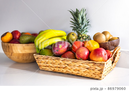 Home baskets with fruits 86979060