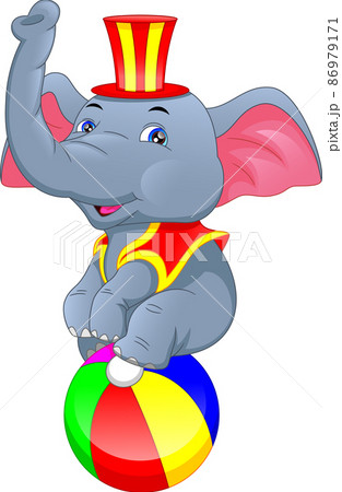 cute Elephant sitting on a colorful ball 86979171