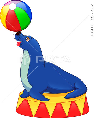 Circus seal playing a ball 86979337
