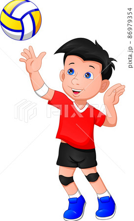 cartoon boy playing volleyball 86979354