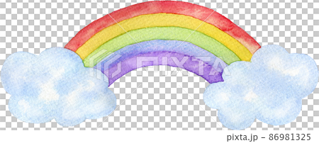 5色の虹と雲のイラスト 86981325