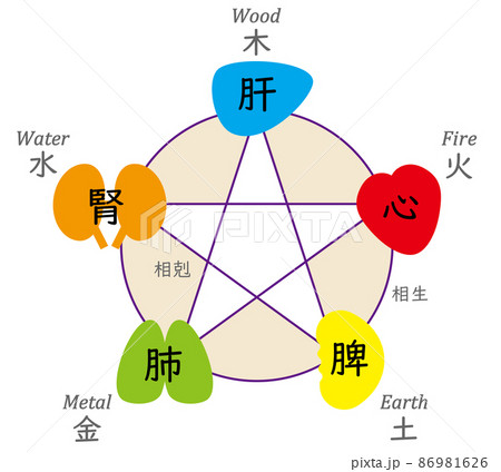 五行説と五臓の相関図、シンボル 86981626