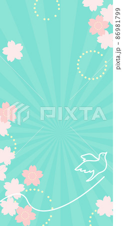 春のイメージのバナーテンプレート（桜のイラストの背景素材） 86981799