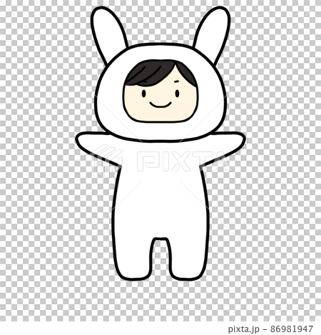 穿著兔子裝的男孩，白色 86981947