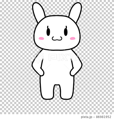 將手放在腰間的兔白 將手放在腰間的兔白 86981952