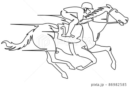 競馬-一筆書き白ベース 86982585