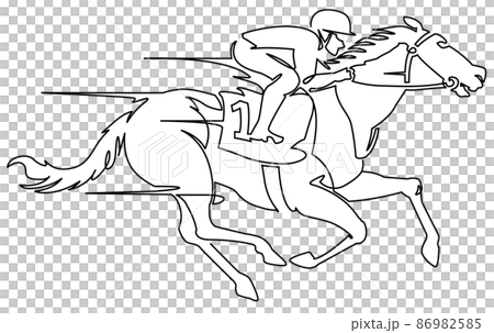 競馬-一筆書き白ベース 86982585