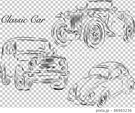 Classic car line drawing 86983236