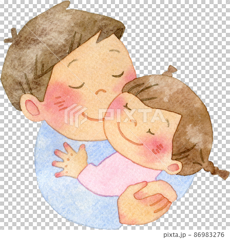 女の子を抱きしめる父親のイラスト 86983276