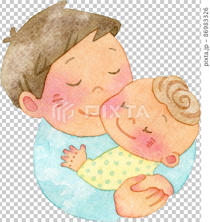 父親抱著嬰兒的插圖 父親抱著嬰兒的插圖 86983326