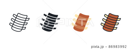 Ribs icon. Linear flat color icons contour shape outline. Black isolated silhouette. Fill solid icon. Modern glyph design. Set of vector illustrations. Meat products. Food ingredients 86983992