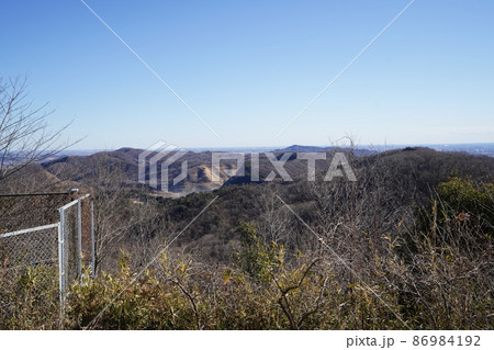 桐生市 八王子丘陵 籾山峠から茶臼山ハイキングコース 茶臼山山頂からの眺め 桐生市 八王子丘陵 籾山峠から茶臼山ハイキングコース 茶臼山山頂からの眺め 86984192