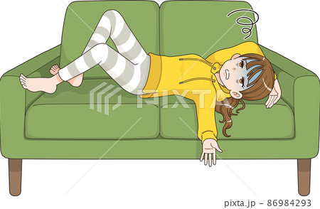 ソファでぐったりする女性_アニメ風 86984293
