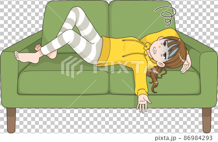 ソファでぐったりする女性_アニメ風 86984293