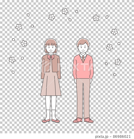 卒業式を迎えた子どもたち　3色 86986021