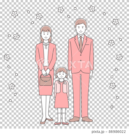子供の卒園式・入学式の家族　3色 86986022