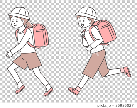 背書包跑步的孩子 3色 86986027