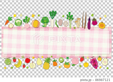 Vegetables and Fruits Frame Pink Plaid Background Postcard Vegetables and Fruits Frame Pink Plaid Background Postcard 86987121