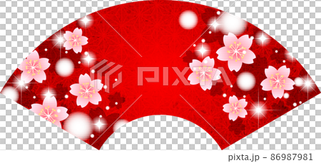 日本紙水彩風格紅麻葉櫻花閃光扇形背景 86987981
