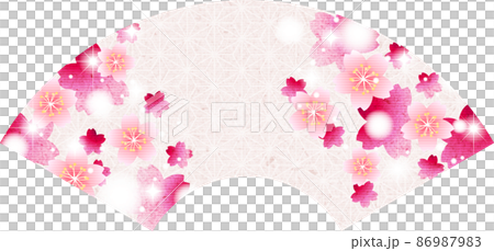 日本紙水彩風格白麻葉櫻花閃光扇形背景 86987983