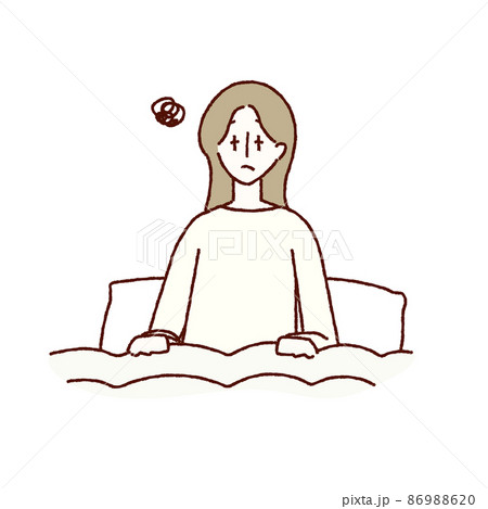 具合が悪そうな女性のイラスト 具合が悪そうな女性のイラスト 86988620