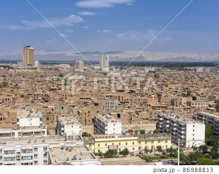 中国 新疆ウイグル自治区 カシュガル旧市街俯瞰 / Kashgar, Xinjiang, China 86988813