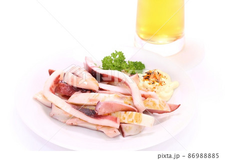焼きイカ スルメイカ やわらか ビールのつまみ 明るい背景 焼きイカ スルメイカ やわらか ビールのつまみ 明るい背景 86988885