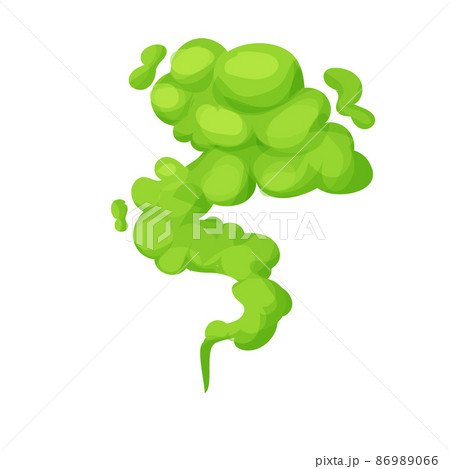 Green smell steam, toxic stink smoke, dust cloud or fart in comic cartoon style isolated on white background. Bad aroma scent. Green smell steam, toxic stink smoke, dust cloud or fart in comic cartoon style isolated on white background. Bad aroma scent. 86989066