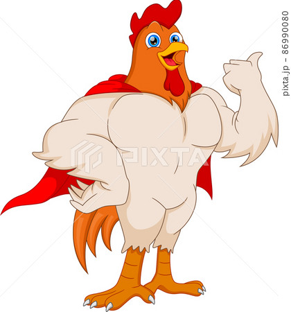 cartoon rooster posing in a superhero costume 86990080