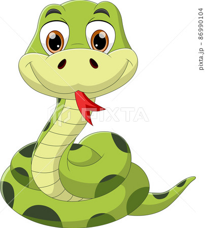 cartoon snake posing and sticking out tongue 86990104