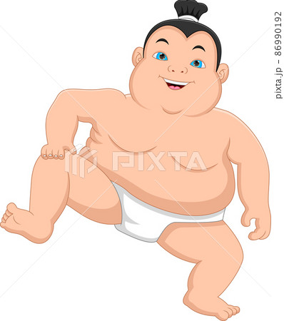 cute sumo wrestler cartoon on white background cute sumo wrestler cartoon on white background 86990192