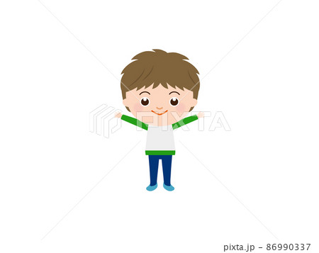 手をひろげる男の子　全身 86990337