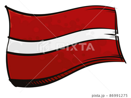 Painted Latvia flag waving in wind 86991275