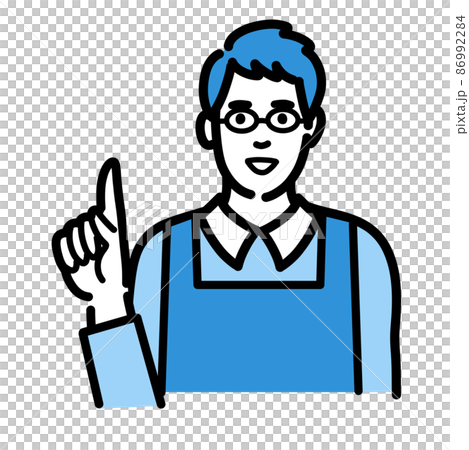 A stay-at-home husband wearing glasses making suggestions with a smile A stay-at-home husband wearing glasses making suggestions with a smile 86992284