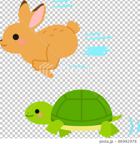 Rabbit and turtle running 86992978